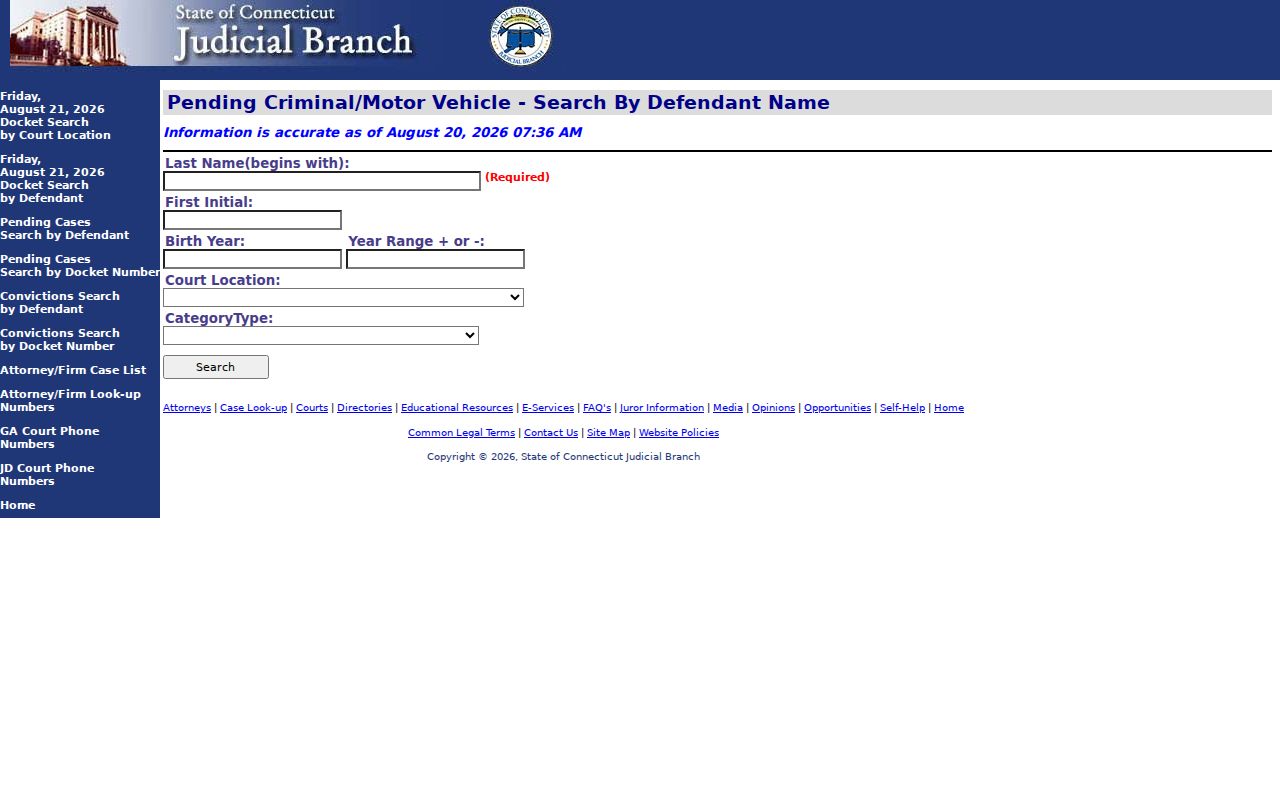 Stratford resident lookup criminal and motor-vehicle docket search